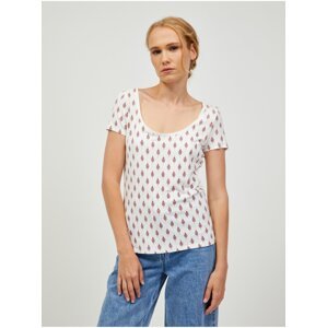 Pink-cream patterned T-shirt ORSAY - Women