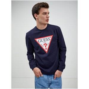 Dark blue Mens Long Sleeve T-Shirt Guess Audley - Men