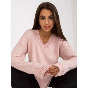 Light pink knitted classic sweater RUE PARIS