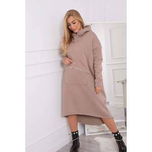 Insulated dress with a hood dark beige