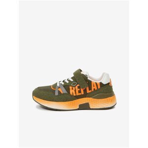 Orange-green kids sneakers with suede details Replay - Girls