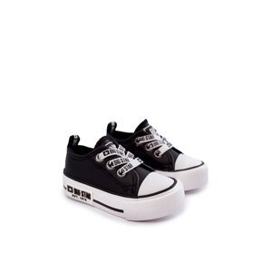 Kids Leather Sneakers BIG STAR KK374041 Black and White