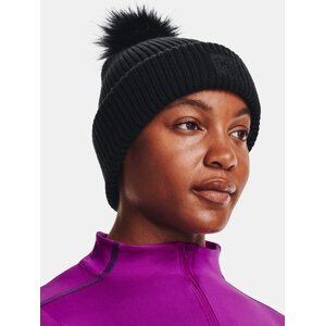 Under Armour Beanie UA Halftime Ribbed Pom-BLK - Women