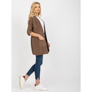 Brown Knitted Cardigan RUE PARIS with 3/4 sleeves