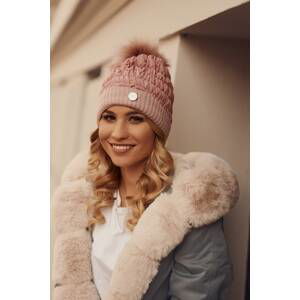 Ruffle hat with glitter and pink pompom