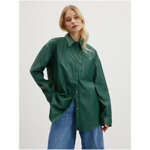 Green Women's Leatherette Shirt ONLY Mia - Ladies