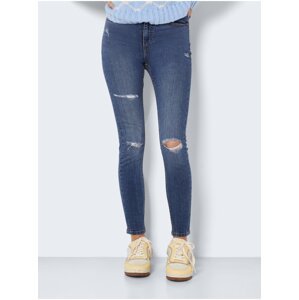 Blue Skinny Fit Jeans with Tattered Effect Noisy May Buddy - Women