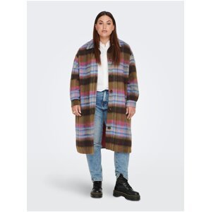 Blue-brown shirt coat with wool ONLY CARMAKOMA Denise - Women