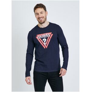 Dark Blue Men's Long Sleeve T-Shirt Guess Jasin - Men