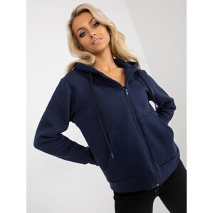 RUE PARIS dark blue zippered sweatshirt with pockets