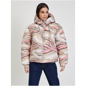 Pink-Beige Women Patterned Winter Quilted Jacket Tom Tailor - Women