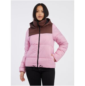 Burgundy-pink Quilted Winter Hooded Jacket Noisy May Ales - Women