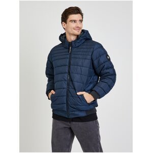 Dark blue Mens Quilted Winter Jacket with Hood Pepe Jeans James - Men