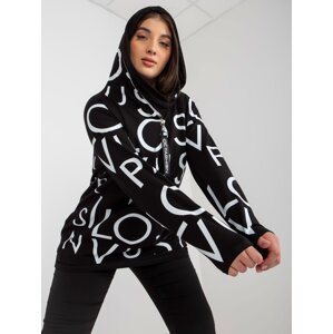 Women's black plus size hoodie with inscription