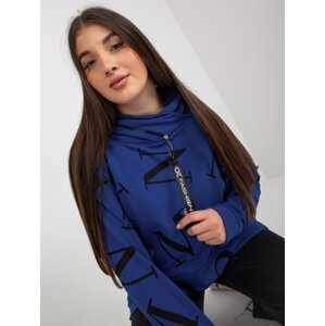 Dark blue women's sweatshirt with plus size inscription