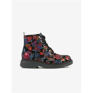 Black Girly Flowered Ankle Boots Richter - Girls