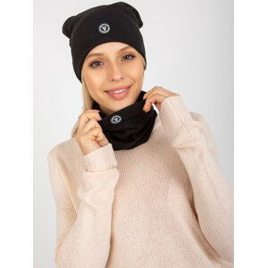 Women's black winter set with rhinestones