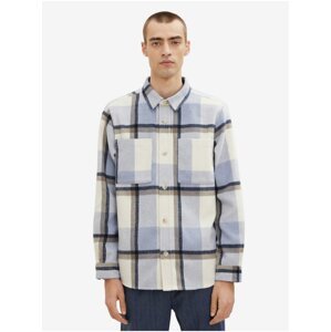 White and Blue Mens Plaid Outerwear Tom Tailor - Men