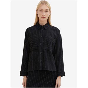 Black Ladies Striped Shirt Jacket Tom Tailor - Women