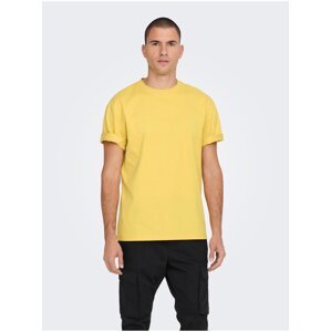 Yellow mens basic T-shirt ONLY & SONS Fred - Men