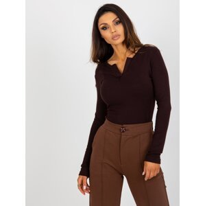 Women's blouse with long sleeves - brown