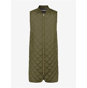 Khaki Womens Long Quilted Vest Geox - Women
