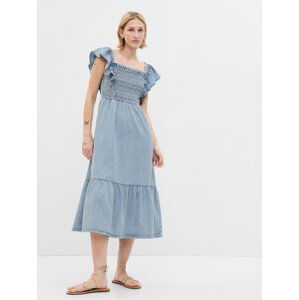 GAP Denim midi dress with frills - Women