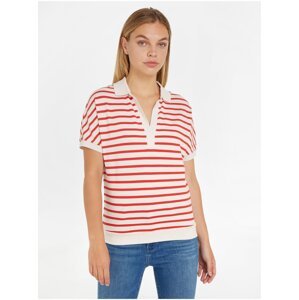 Cream-red women's striped polo shirt Tommy Hilfiger - Women