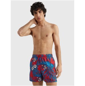 Blue and Red Mens Patterned Swimwear Tommy Hilfiger Drawstring Prin - Men