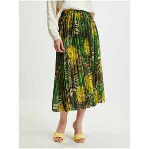 Green Ladies Patterned Pleated Midi Skirt Guess Abel - Women