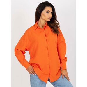 Orange oversize button shirt with cuffs