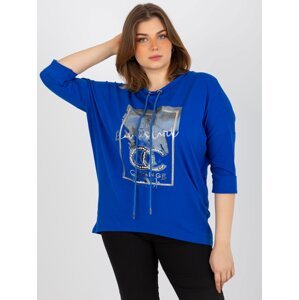 Dark blue blouse plus size with application