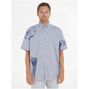 Blue Mens Patterned Shirt Tommy Hilfiger - Men