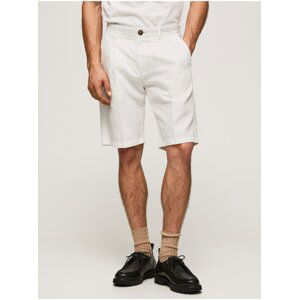 White Men's Shorts with Linen Pepe Jeans - Men