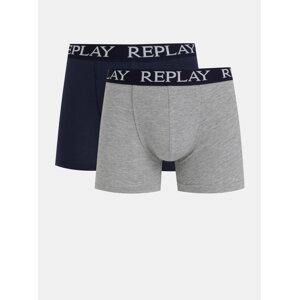 Set of two boxers in dark blue and gray Replay - Men