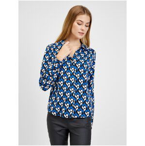 Orsay Black-Blue Ladies Patterned Blouse - Ladies