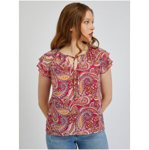 Orsay Red-Pink Ladies Patterned Blouse - Women
