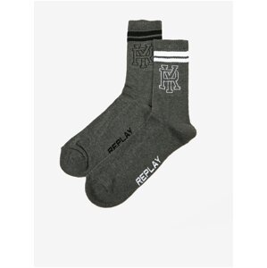 Set of two pairs of men's socks in dark gray Replay - Men