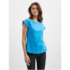 Orsay Blue Ladies T-shirt with frills - Women