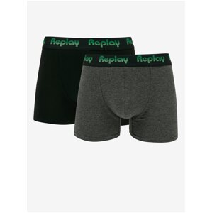 Set of two men's boxers in black and dark grey Replay - Men