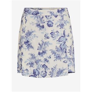 Blue and Cream Women's Floral Skirt / Shorts VILA Porcelina - Ladies