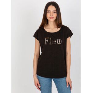 Women's black monochrome T-shirt with inscription