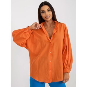 Orange oversized shirt with puffed sleeves