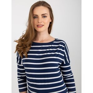 Cotton blouse BASIC FEEL GOOD in navy and white
