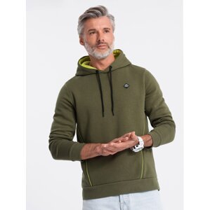 Ombre Men's hoodie with zippered pocket - olive