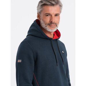 Ombre Men's hoodie with zippered pocket - navy blue