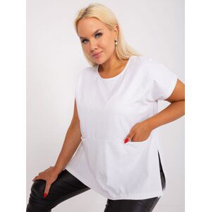 White plus size blouse with side slits