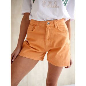 Orange denim shorts with high waist