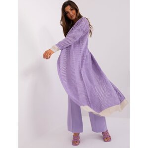 Light purple openwork cardigan with wool