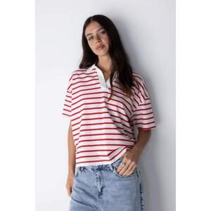 DEFACTO Relax Fit Polo Neck Striped Short Sleeve Polo T-Shirt